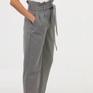 H&M High Waister  Gray Paper Bag Bow Tie Dress Pants Slacks Trousers size 6